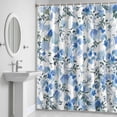 thumbnail image 5 of Blue Wildflowers Shower Curtain for Bathroom Decor, Spring Watercolor Blue Floral Leaf Plant Waterproof Fabric Shower Curtain, 48"x72" Set with 12 Hooks, 5 of 9