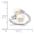 thumbnail image 7 of 925 Sterling Silver Rhodium-plated 8-9mm White 2-Freshwater Cultured Pearl and Cubic Zirconia Ring Size 6, 7 of 7