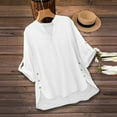 thumbnail image 4 of Roncen Women's Rolled Up 3/4 Sleeve Tops V Neck T Shirts Button Side Blouses, 4 of 5