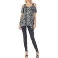 thumbnail image 2 of White Mark Short Sleeve Cold Shoulder Snake Print Tunic Top, Women's, S-XL, 2 of 6