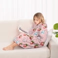 thumbnail image 4 of Pink Cow Milk Strawberry Pattern Blanket Hoodies for Kids 6-13YR Oversize Wearable Blanket Hoodies for Boys Girls Teens, 4 of 7