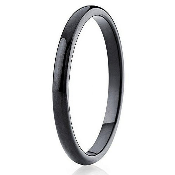Silly Kings 2mm Black Tungsten Carbide Wedding Band Ladies Ring Dome Shape Classic (10)