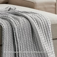 thumbnail image 3 of Cozy Comfort Cooling Cotton Waffle Breathable Rayon Derived from Bamboo King Blanket,Grey,104x90 inches, 3 of 7