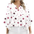 thumbnail image 2 of Women's Casual 3/4 Sleeve V-Neck Top with Printed Design, Soft and Comfortable Chiffon Blouse for Business or Summer Wear, Limited Time Off, 2 of 6