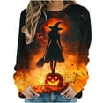 thumbnail image 2 of Black*Friday Discounted Items under $5 GaThRRgYP Round Neck Tee for Women,Women's Halloween Printed Loose Round Neck Sweatshirt Black M, 2 of 5