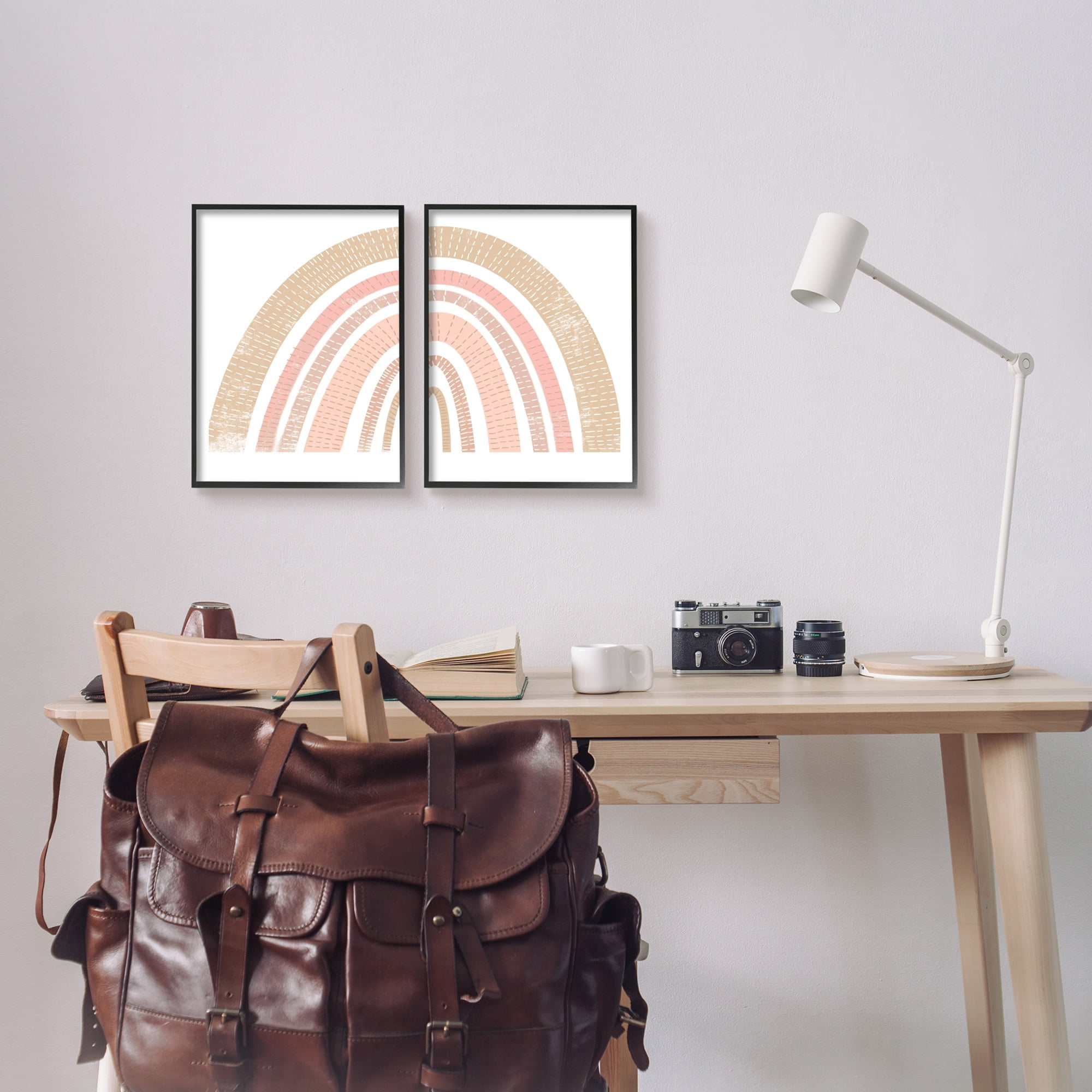 Stupell Industries Abstract Pink Neutral Kid's Rainbow Arches Striped Patterns, 11 x 14, Design by Daphne Polselli