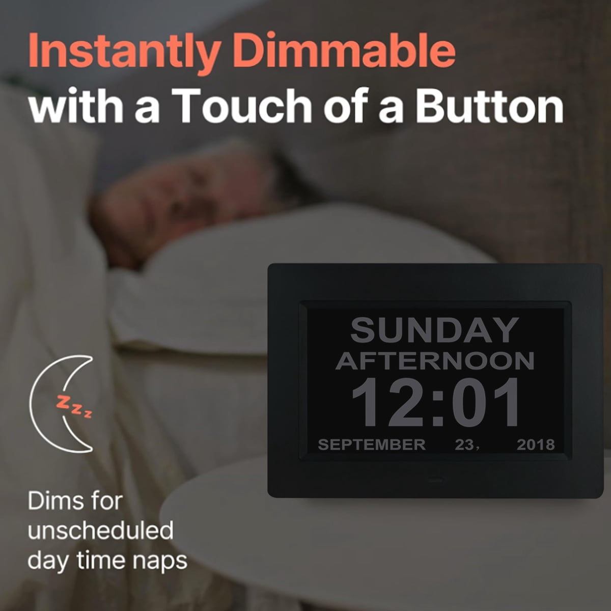 Day and Date for Elderly, Clocks for Seniors, Dementia Clock, Digital Calendar Clock Elderly