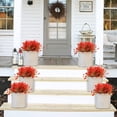 thumbnail image 4 of Morttic Artificial Fake Flower 6 Bundles Home Greenery Shrubs Party Bushes Plants Wedding Decor Indoor Outside UV Resistant Hanging Planter Home Garden Decor (Orange Red), 4 of 14