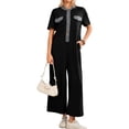 thumbnail image 4 of Summer Women Short Sleeve Button Down Casual Loose Wide Leg One Piece Jumpsuit, 4 of 6