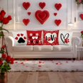 thumbnail image 6 of Valentines Day Pillow Covers 18x18 Inch Set of 4 Dog Paws Red Decorative Throw Pillow Covers Home Living Room Cushion Case Farmhouse Wedding Anniversary Decorations, 6 of 6