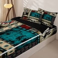 thumbnail image 3 of Homewish Adults Western Cowboys Zipper Twin Comforter Sets with Fitted Sheet and 2 Pillowcases,Country Theme Bohemian Exotic Style Zipper Bedding Set For Men Boys,Black Reversible,4-Piece, 3 of 7
