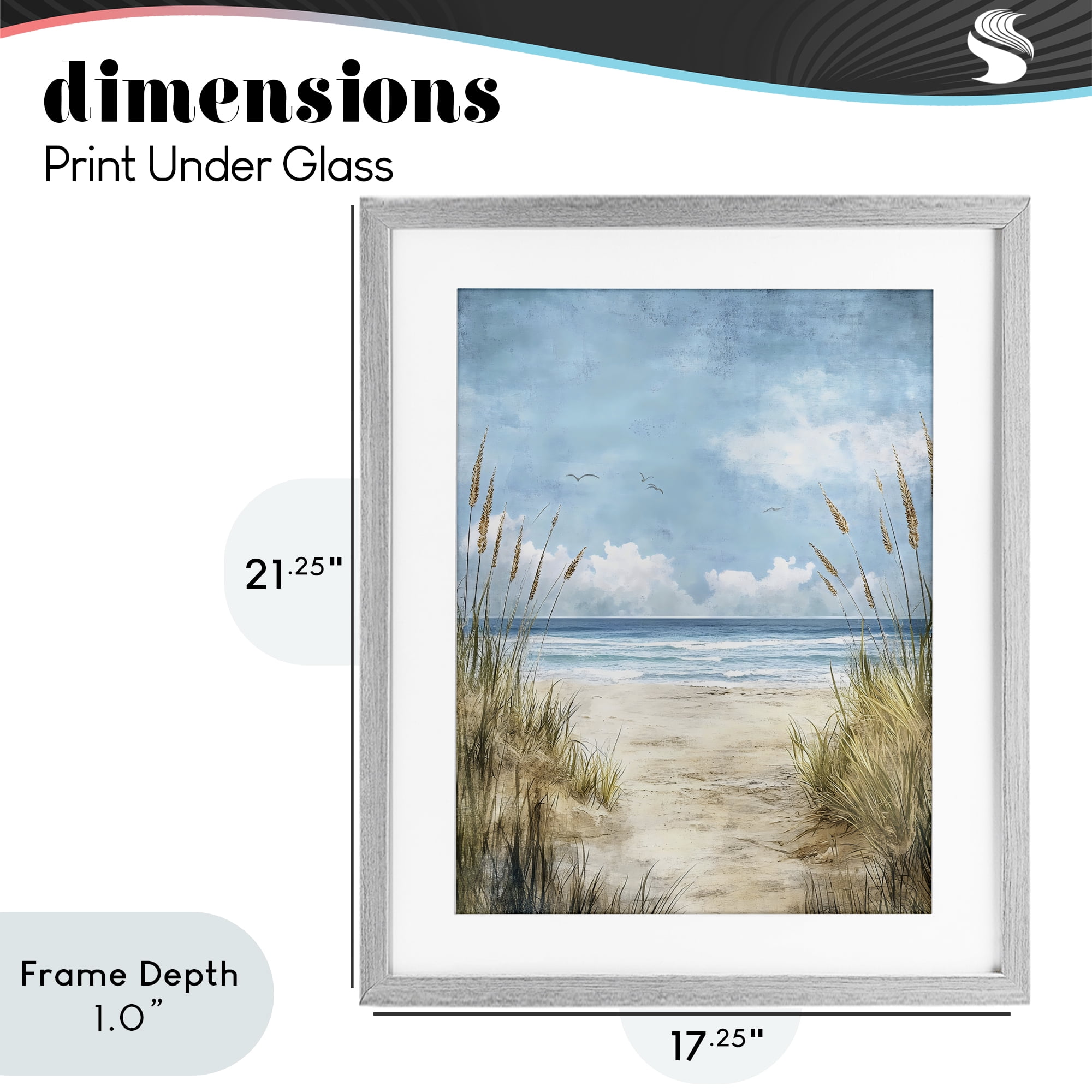 Stupell Industries Free Seagulls over Beach Dunes Gray Framed Print Under Glass, design by Creative Studio