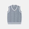 thumbnail image 6 of Boys Girls School Uniform Sweater Vest 2025 Fashion Teen V Neck Knit Vest Sleeveless Slim Fit Pullover Tank Tops Kids Clothes Kids Fall Clothes For Boys, 6 of 9