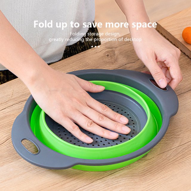 maskred Drain Basket Foldable Colander Fruit Vegetable Washing Storage Retractable Strainer Household Kitchen Container Supplies Red Small 5PCS