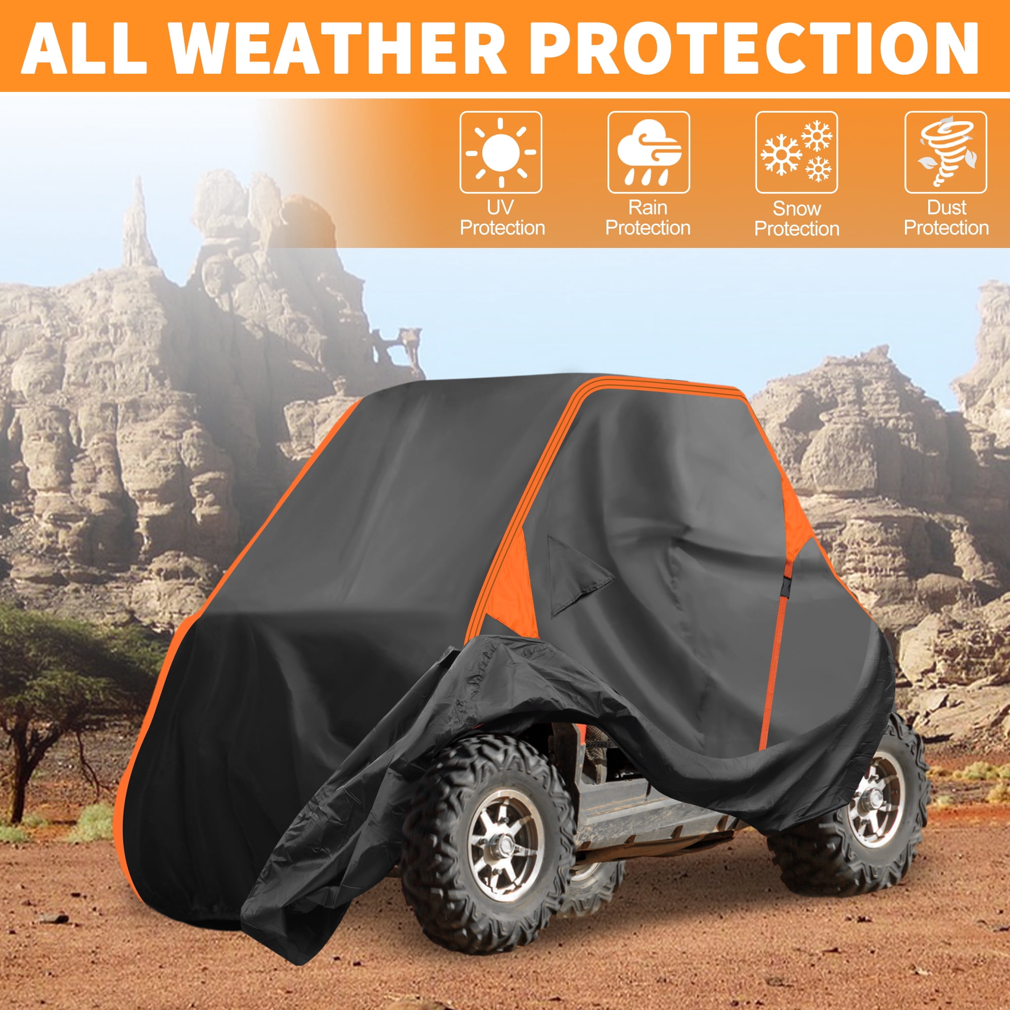 Unique Bargains UTV Waterproof Cover Black Orange for RZR Trail Sport/Ultimate