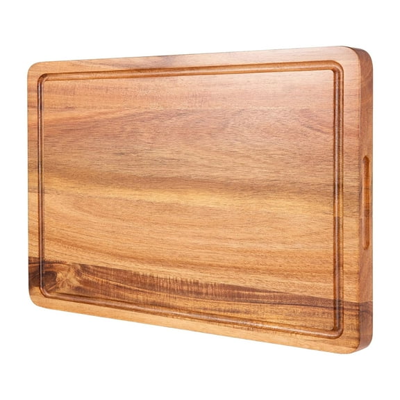 Shoreew Wood Cutting Board with Juice Groove And Handles Large Thick Chopping Board for Meat Cheese Pre-Oiled Carving Tray High-Density Kitchen Board for Fruits Vegetables