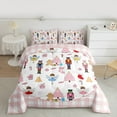 thumbnail image 3 of Manfei Girly Pink Buffalo Christmas Bedding Comforter Set, Cartoon Royal Nutcracker Twin Comforter Sets, Kawaii Fairy Princess Reversible Bedding Set, Lightweight Room Decor, 2pcs, 3 of 9