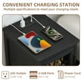 thumbnail image 5 of Narrow End Table for Bedroom with Charging Station, Farmhouse Side Tables for Small Space with Drawer, Black, 5 of 8