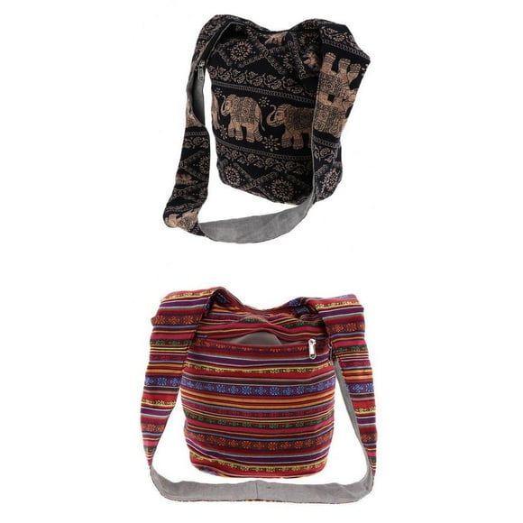 2 Bolsas Cruzadas, Bandolera, Bandolera, con Cremallera, para en La Parte BLESIY Bolsos cruzados hippie tailandeses