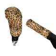 thumbnail image 4 of Renewold Brown Cheetah Print Auto Handbrake Cover Gear Shift Knob Cover Set Neoprene Car Interior Decor Accessories, 4 of 7