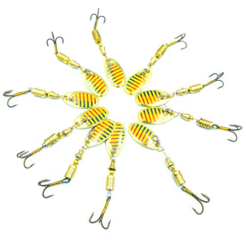 LENPABY 10pcs Spoons Fishing Kit//Trout Spinner Kit//5.7CM Spinnerbaits3.8G Spoon Bait for Perch