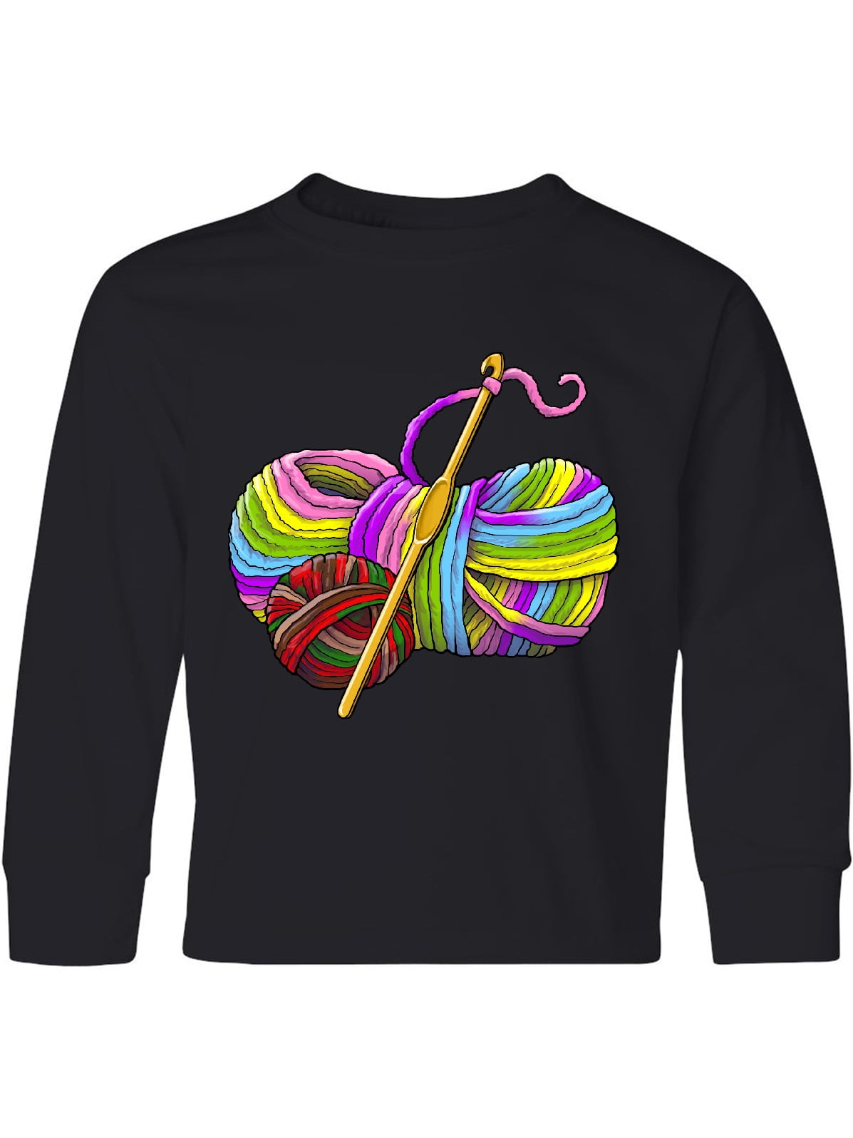 Multicolored Yarn and Crochet Hook Youth Long Sleeve TShirt Walmart