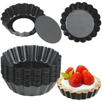 16PCS Mini Removable Bottom Tart Pans, 3" Nonstick Carbon Steel Fluted Cake Molds, Flower Shape Mini Pie Pans, Baking Cups for Tarts, Pudding, Brownies, Mini Quiche