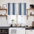 thumbnail image 2 of Navy Blue Grey Stripe Kitchen Curtains Small Short 39 Inch Length, Farmhouse Minimalist Striped Grommet Top Bedroom Living Room Curtains, Light Filtering Cafe Curtain Drapes 2 Panels Set 55''x39'', 2 of 9