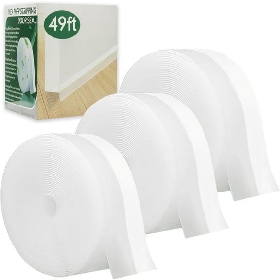 YANWEN 3-Roll 49FT Self-Adhesive Silicone Draft Stopper - Heavy Duty for Doors/Windows