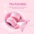 thumbnail image 3 of POWMEE M1 - Auriculares para niños con cable para niños, plegables, estéreo, ajustables, sin enredos, cable jack de 0.138 in, auriculares supraaurales para niños (rosa), 3 of 5
