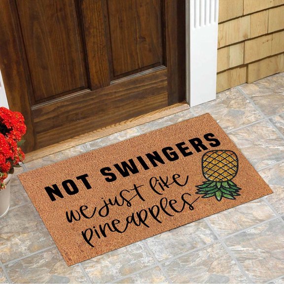 Fnyoxu Door Mat Home Welcome Mats Outdoor and Indoor,Heavy-Duty Low-Profile Non-Slip Front Welcome Mat for Home Entrance,Outside Entry,Yard,Floor,Patio (16x24Inch,Pineapple)