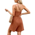thumbnail image 4 of VISgogo Mono sin mangas para mujer con un hombro, piernas sueltas sólidas Decoración plisada Ropa de verano VISgogo  moda, 4 of 5