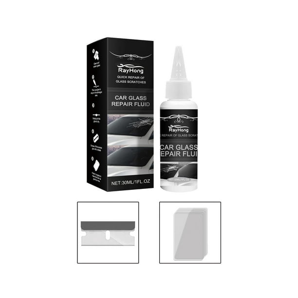 Kit de reparación de cristales para autos | Líquido reparador de grietas para parabrisas de autos y camionetas | Solución rápida de 50 ml para reparar pequeñas astillas y grietas | Incluye cuchilla