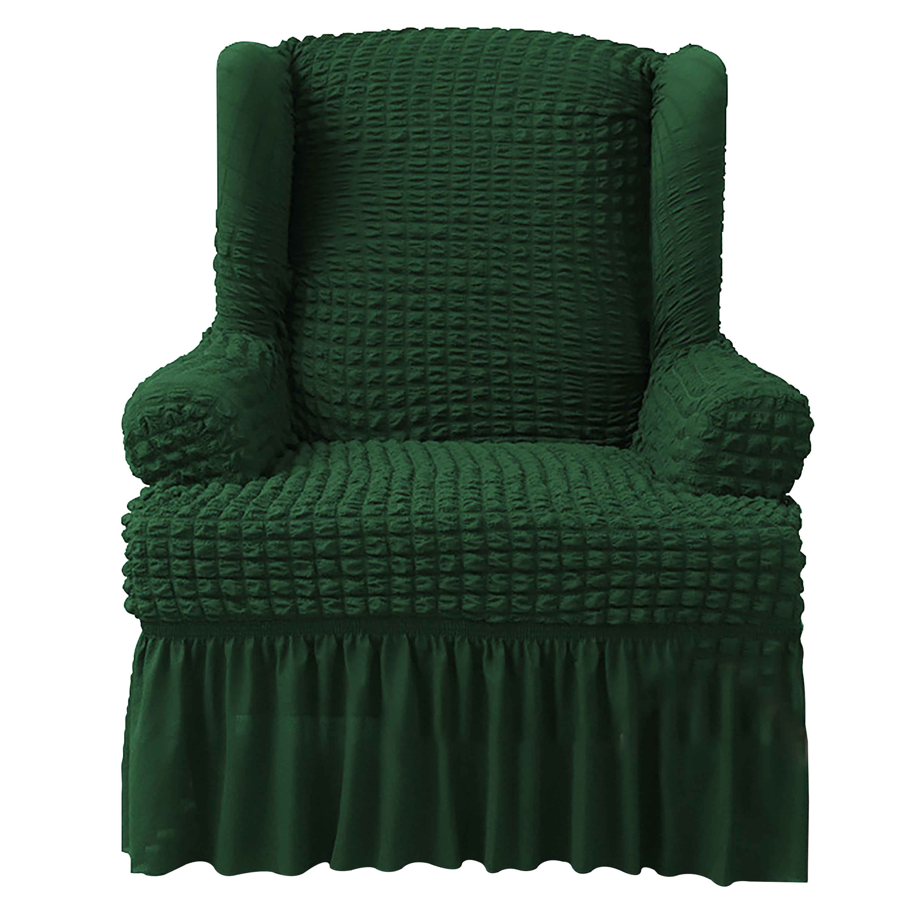 Wingback Chair Covers With Skirt,Stretch Seersucker Slipcovers 1 Piece