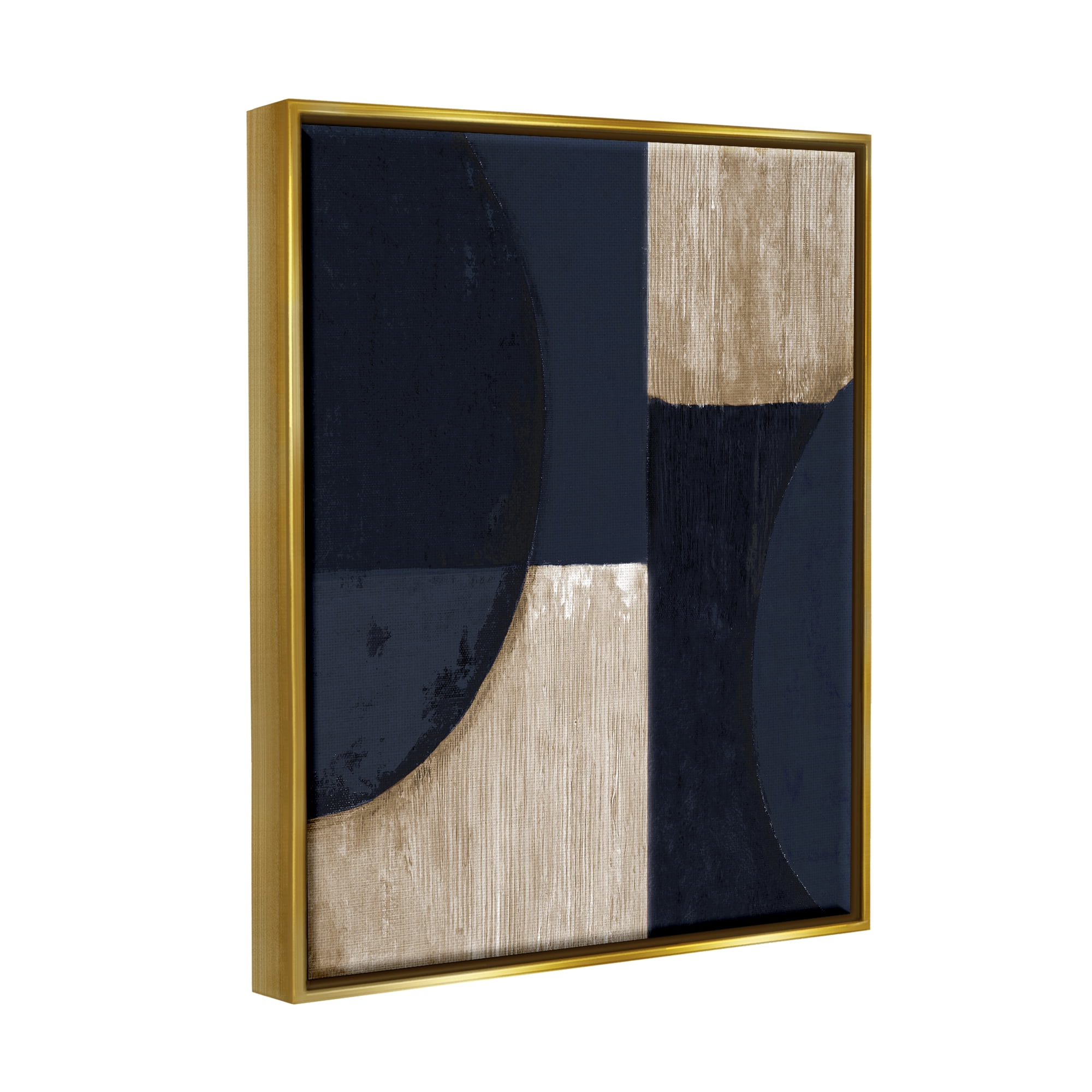 Stupell Industries Contemporary Dark Shapes Abstract Painting Gold Floater Framed Canvas Art Print Wall Art, 17 x 21