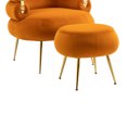 thumbnail image 7 of Round Accent Chair with Ottoman, Velvet Barrel Chair with Ottoman, Upholstered Armchair Club Chair with Footrest for Living Room, Reading Room, Orange, 7 of 7
