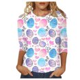 thumbnail image 1 of TSADFHJI Débardeurs pour Femmes Pack T-Shirt Décontracté Col Rond Imprimé de Pâques Manches Trois-Quarts S Violet Clair, 1 of 4