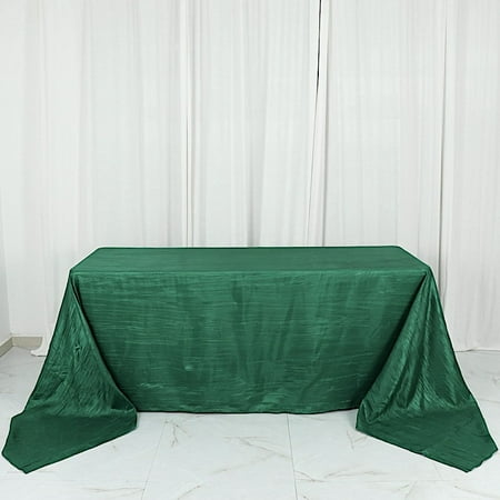 

BalsaCircle Hunter Green 90 x 156 Accordion Crinkle Taffeta Rectangular Tablecloth Reception