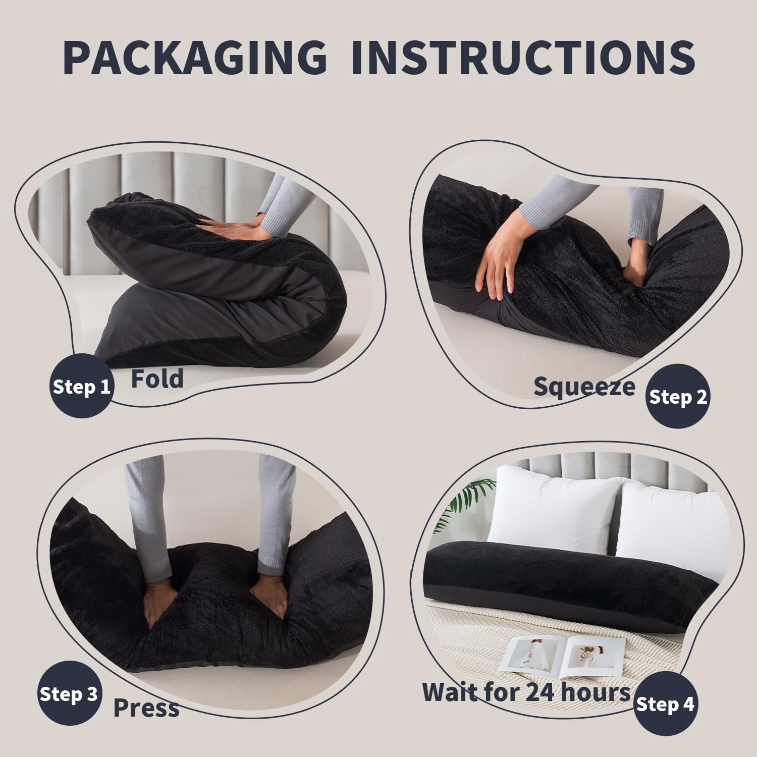 Memory Foam Body Pillow with Plush Fuzzy Cover Full-Length Support Pillow for Adults Soft Comfortable Sleeping Aid