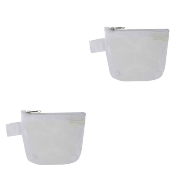 Matsuzay Bolsa de almacenamiento de malla de nailon transparente transpirable portátil, Clips de papel, monedas, pegatinas de notas, Blanco 2Conjunto