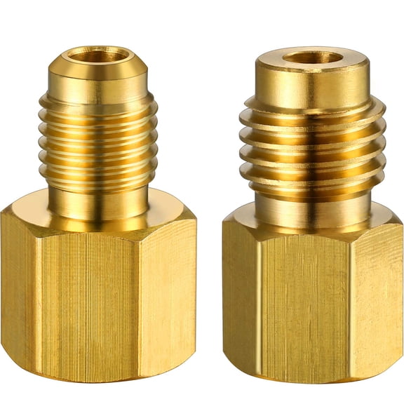 TECHMILY R134A Refrigerant Tank Adapter Kit, Brass R12 to R134A Vacuum Pump Fittings, 4 Pieces