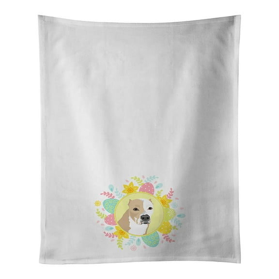 Pit Bull Fawn #4 Easter White Kitchen Towel Set of 2 19 in x 28 in