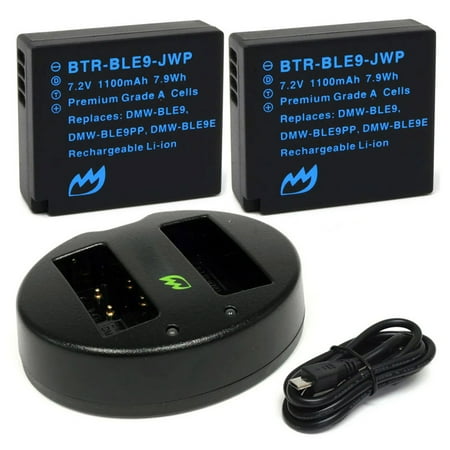 Replacement for Panasonic Lumix DMC-ZS200 Battery (2-Pack 1100mAh) and Dual Charger