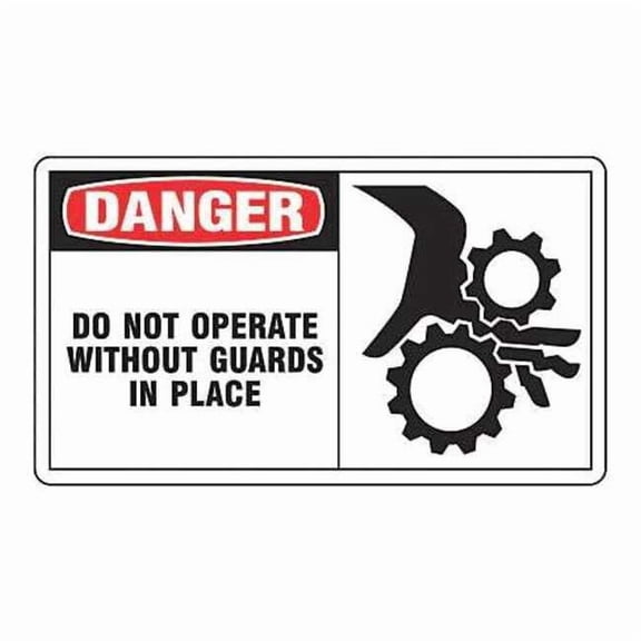 Safety Label, 3 1/2 in Height, 5 in Width, Vinyl, Horizontal Rectangle, English