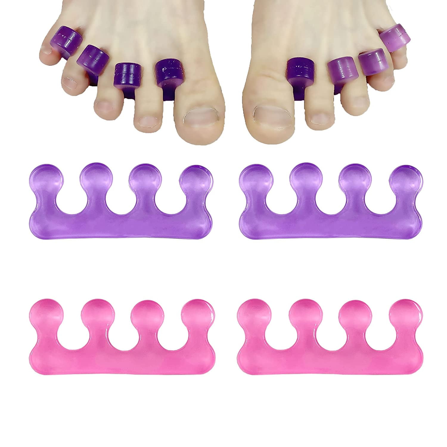 Set of 4 Toe Spacers, Gel Toe Separators for Pedicure, Nail Polish, Toenail Trimming