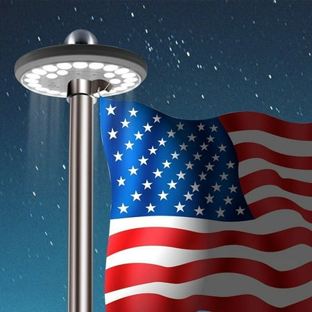 Multi-function Waterproof Solar Powered 26 LED Flagpole Light for Most 15 to 25 Ft Flag Pole ideal camping (Best Rated Flagpole Light)