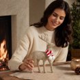thumbnail image 7 of Lilixerw Glitter Reindeer Figurine with Knit Scarf, Gold Standing Deer Statue 12 inch Xmas Tabletop Decoration for Mantel Shelf Home Decorations, 7 of 7