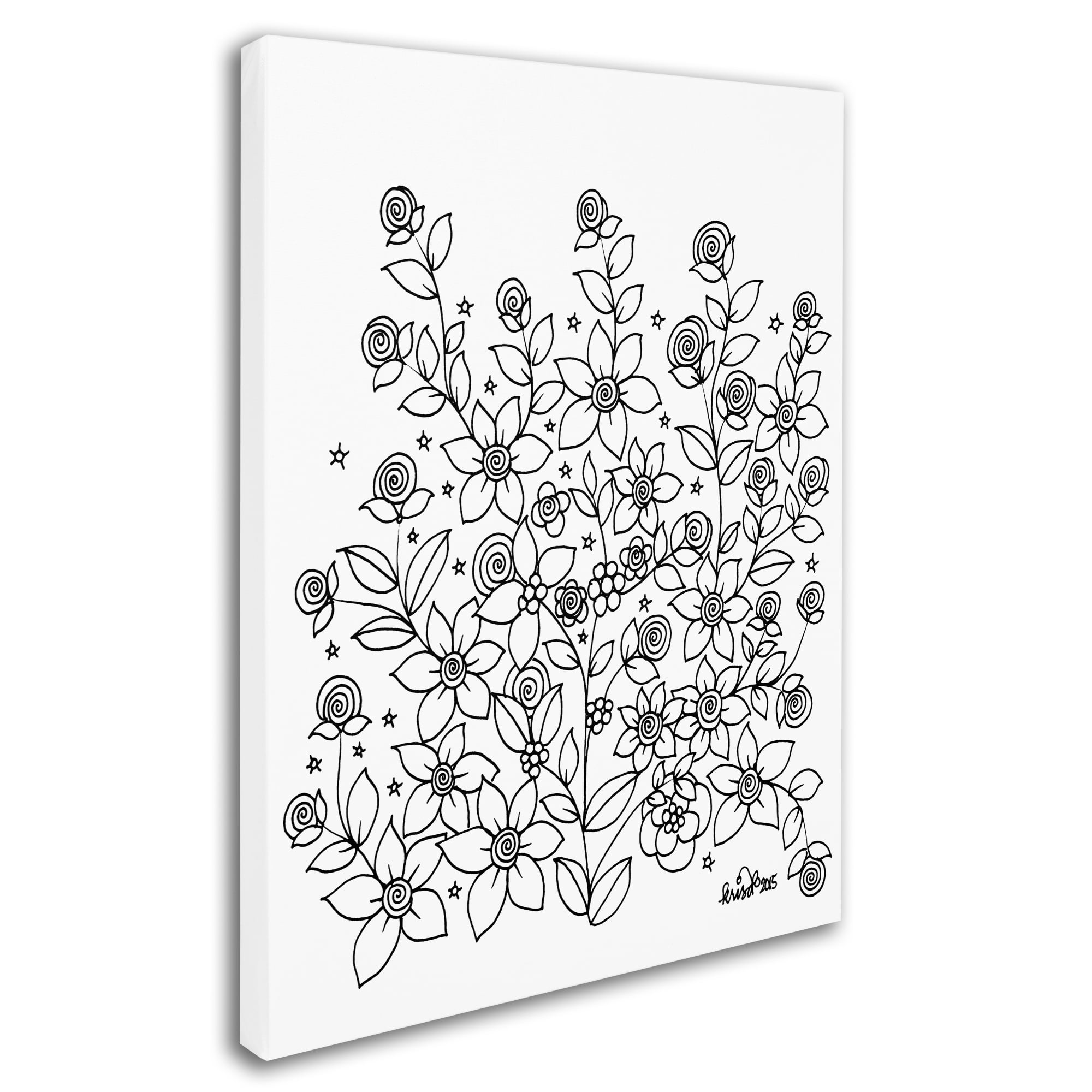 KCDoodleArt 'Simple Flower Doodle 2' Canvas Wall Art 35 x 47 Inches