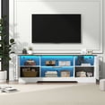 thumbnail image 4 of Farmhouse TV Stand for 65 Inch TV with Storage Cabinets and Adjustable Shelves, Entertainment Center with Power Outlet & LED Light,Long TV Media Console Cabinet for Living Room, Bedroom(White), 4 of 6