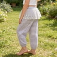 thumbnail image 6 of Tqyyweavej Girls' Gingham Pants Lace Trim Plaid Mosquito Pants Pull On Elastic Rised Loungwear Joggers for Baby Toddler 12M-12Y, 6 of 8